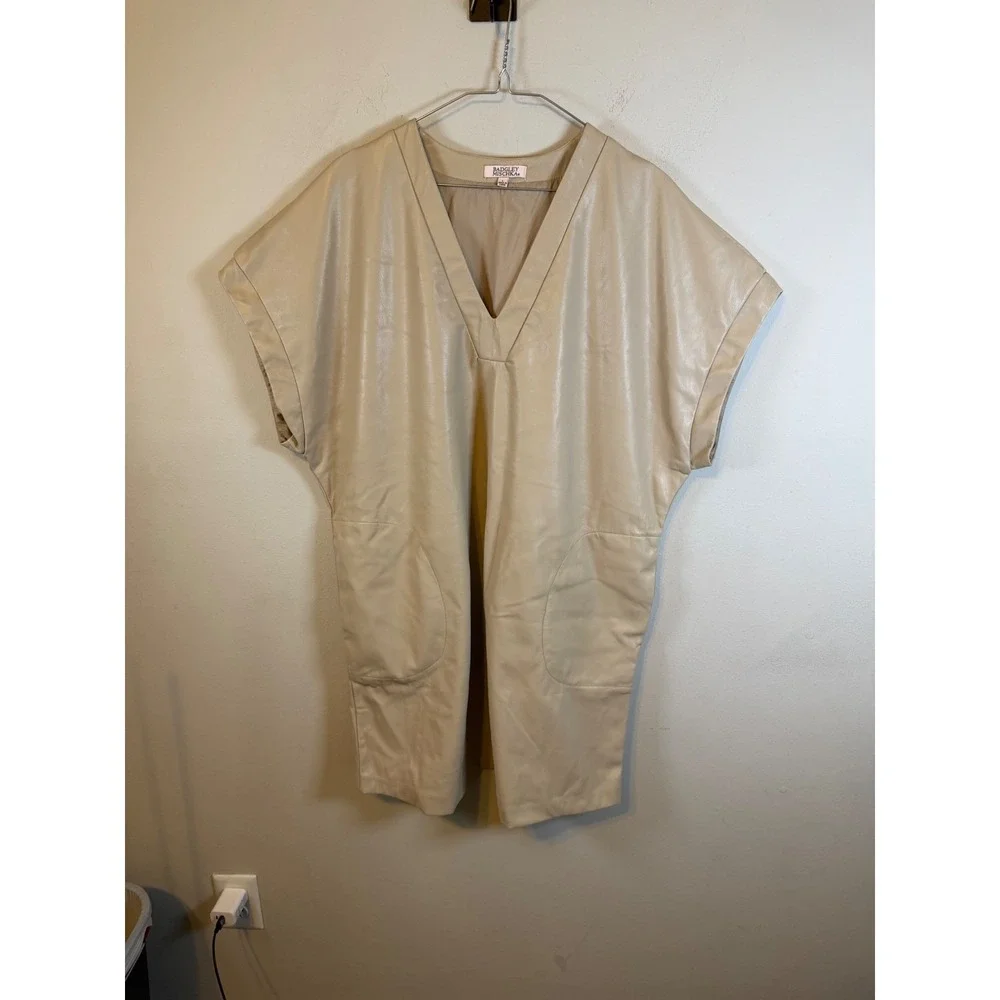 Badgley Mischka Womens Dress Faux Leather Beige L